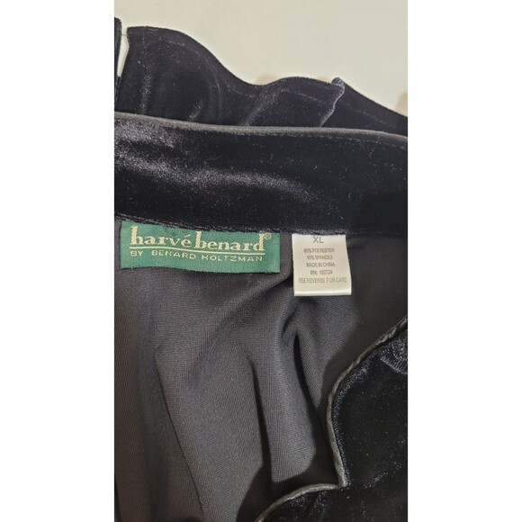 Harvé Benard Black Velvet Mandarin Collar Frog Button Jacket Coat XL VTG - Picture 6 of 7